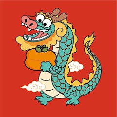 哈哈龙2024生肖插画生肖IP卡通形象设计表情包手机壳壁纸贴纸