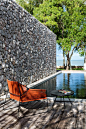 Stone wall and wood terrace. Beautiful #gabion #stone wall. #terrace: