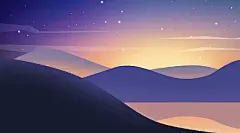 手绘卡通山水风景插画设计