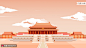 北京故宫广场红色印象手绘印象城市插画 民俗民风 中国风