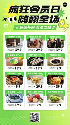 食品生鲜多图框产品营销全屏竖版海报