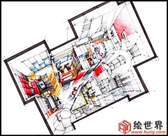 网上看到的一张超强手绘平面图 分享下大家 ! - 室内手绘 - 绘世界网 - 最专业的手绘教程网站与设计交流论坛！