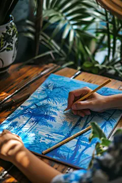 水粉儿童画画图片摄影图