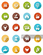 Agriculture Farming Flat Color Long Shadow Icons : Arte vectorial
