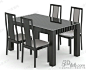 欧式经典棕色实木长方形餐桌米色方格印花卷边餐椅鲜花烛台桌椅组合
