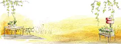 卡通桌子唯美背景banner