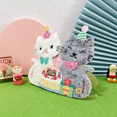 日本授毛绒腮红猫咪立体音乐灯光生日贺卡蛋糕送闺蜜ins装饰卡片-淘宝网