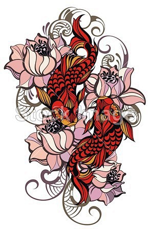 日本鲤鱼符号锦鲤插画新年吉祥如意设计素材微博配图幸运锦鲤新年锦鲤