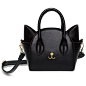 EPLAZA Women Girls Cat Satchel Cross Body Shoulder Bag Tote Handbag (smiling lips black)