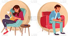 情侣们一边看书，一边玩电子游戏