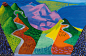 David Hockney，1990年，《Pacific Coast Highway and Santa Monica》