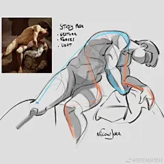 美术高考丨速写丨画师Nicow Jura，他喜欢刻意参考有难度的人物姿势
因为这对力量感表现和结构解剖的练习会有很大的帮助
他笔下的人物线条非常流畅且极具美感
速写是画好人体更高效的方式，可以很好地提升观察力和概括力
#在微博过寒假# #为艺考加油# 速写超话 @微博艺考加油站 ​​​​