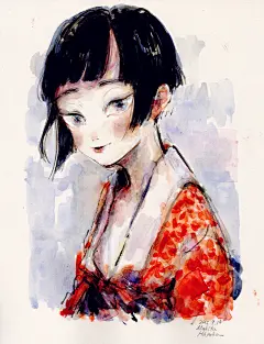 日本 风格 人像 插画 和服 巻田はるか