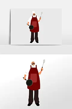 扁平夸张大厨厨师