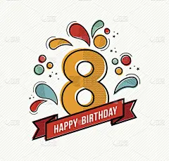七彩生日数字8平线设计