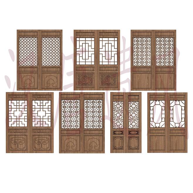 古建SU模型中式古典木雕花格门木门精选7种合集003-淘宝网