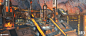 Apex Legends - Arenas - Overflow, Paul Tran : During production for Arenas, Overflow was the final map that was handed off for Environment Art. I was tasked with figuring out what the Smokestack would look like, giving it a unique identity, and working on