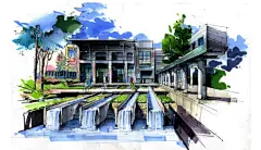 城市规划手绘_导师作品_手绘表现培训_广州原色手绘培训中心