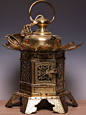 Catawiki online auction house: Large brass hexagonal hanging lantern – Japan – approx. 1910-1920