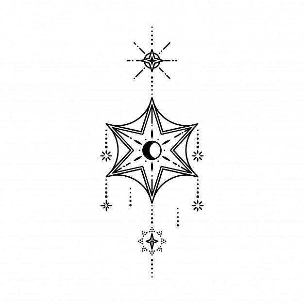 几何纹身花纹图案星星矢量图