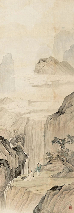 XX卫星采集到古画山水风景