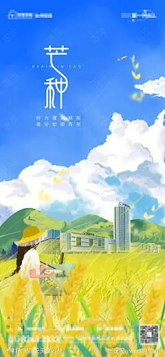 芒种节日节气手绘插画海报-源文件-志设网-zs9.com