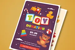 儿童活动派对矢量卡通插画传单海报模版素材下载Toy Drive Flyer插图(1)
