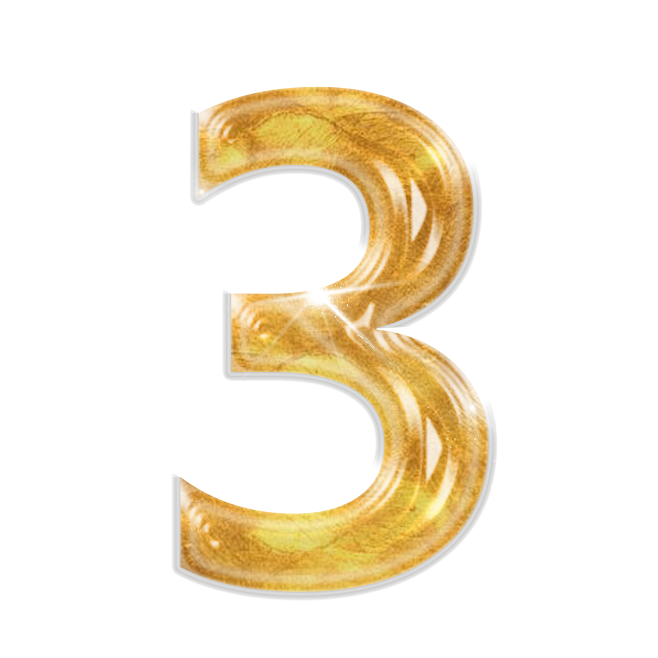 金色水晶倒计时数字3