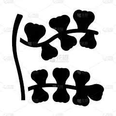 马尾藻海草字形图标矢量插图