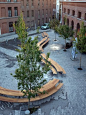 Picnic table with integral seating in Tournai, Belgium. Click image for full profile and visit the slowottawa.ca boards >> http://www.pinterest.com/slowottawa: 