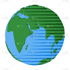 地球形,东半球,计算机图标,球体,半球体,绿色,蓝色,条纹,概念,绘制