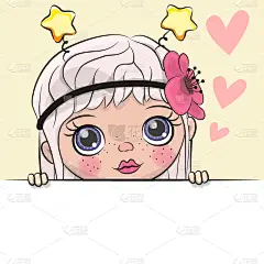 可爱的,动画片,女孩,贺卡,生日,明信片,白昼,人,粉色,问候