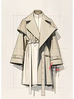 风衣款式图素材｜ai服装设计｜midjourney - 小红书