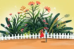 完美告白情侣旅游场景插画