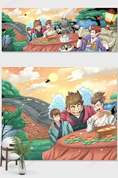 中秋节插画设计 中秋节插画海报设计  中秋节商业插画设计