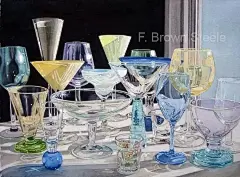 #第六届庐山国际水彩节##阳光水彩# 来自美国的F. Brown Steele，多年来研究关于玻璃水彩绘画的技法，通过对主体物的质感，构图的深入刻画，达到自己对绘画艺术的追求，他表示美丽的作品，能带给他源源不断的动力去继续创作…… ​​​​