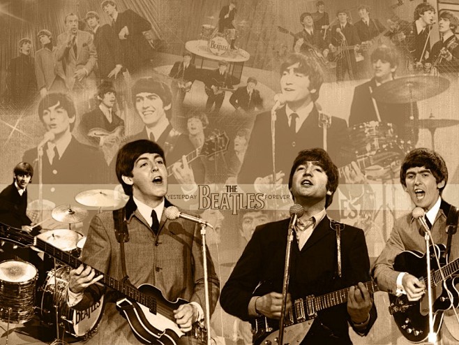 The Beatles sepia wa...