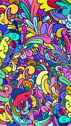 矢量图手绘抽象潮流七彩艺术涂鸦背景