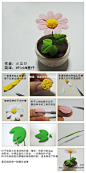 向日葵小盆栽粘土手工 小巧可爱是您桌子上最合适的装饰小物件