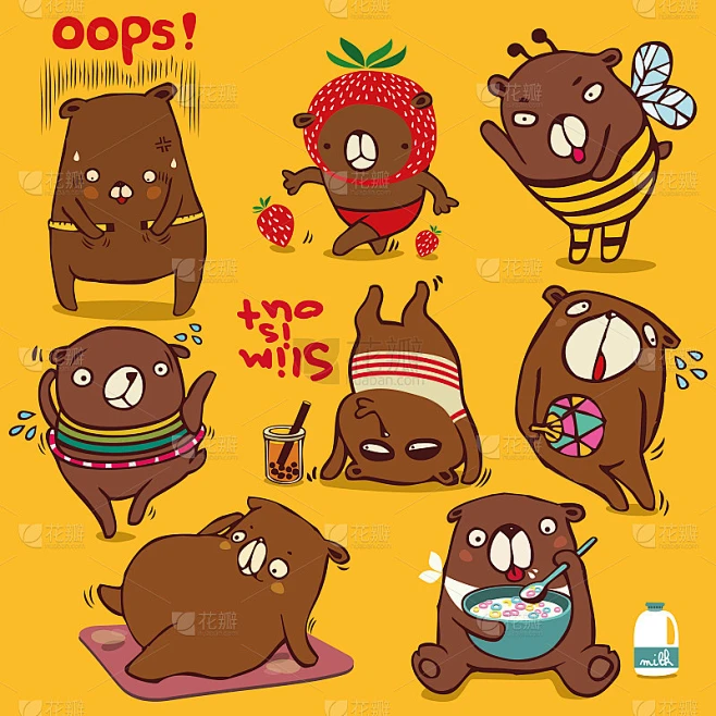 Vector cartoon style, brown bear character, Differ图片_其他图片图片素材-花瓣网