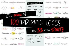 可爱文艺LOGO英文字母组合AI矢量标志PSD图标带字体素材合集 Logo bundle and Font Bundle