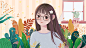 唯美清新女生早起粉粉花朵女孩