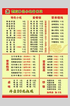 精美福建沙县小吃店价格表海报素材