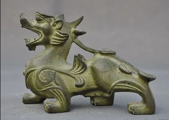 6“古代中国古代青铜风水独角兽勇士P兽雕像-花瓣网