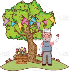 祖父,可爱的,动画片,成年的,老年人,中老年人,家庭,祖父母,多代家庭,人