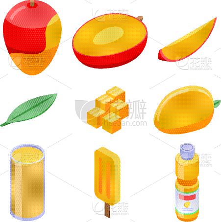 mango icons set isometric style