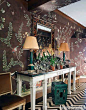 Designer Miles Redd uses an exuberant variation on classic de Gournay wallpaper.