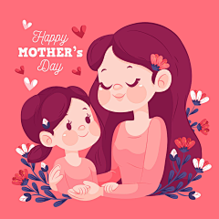追设计素材采集到ZD0451 55款母亲节亲子插画海报