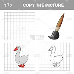 绘画艺术品,彩色书,鹅肉,华丽的,简单,池塘,小的,动物,鸟类,复制