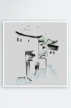 水墨古建筑古风江南名胜古迹城市屋檐
